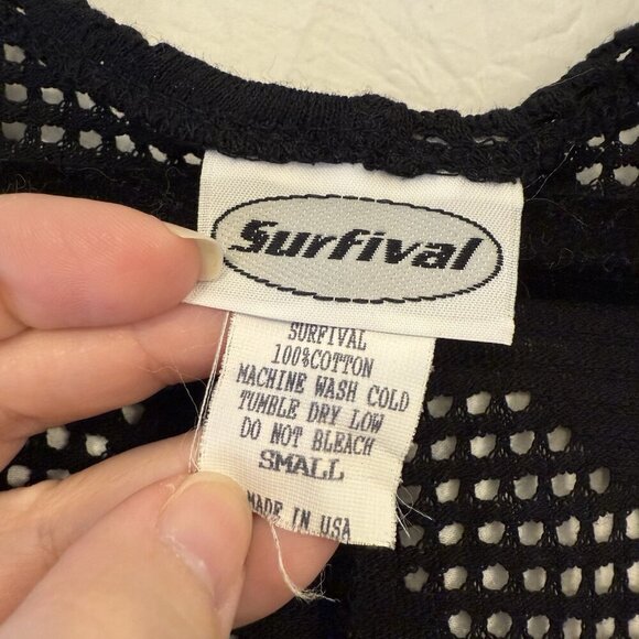 Surfival Black Open Knit 90s Y2K Edgy Whimsigoth Open Front Cardigan Duster - Picture 2 of 5